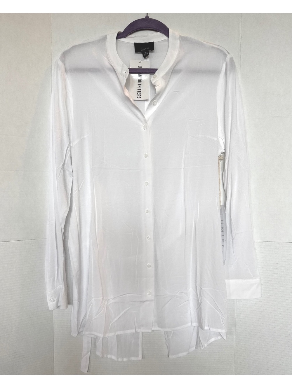 Lumiere Urban Outfitters White Rayon Spandex Long Sleeve Button-Up Blouse Size M